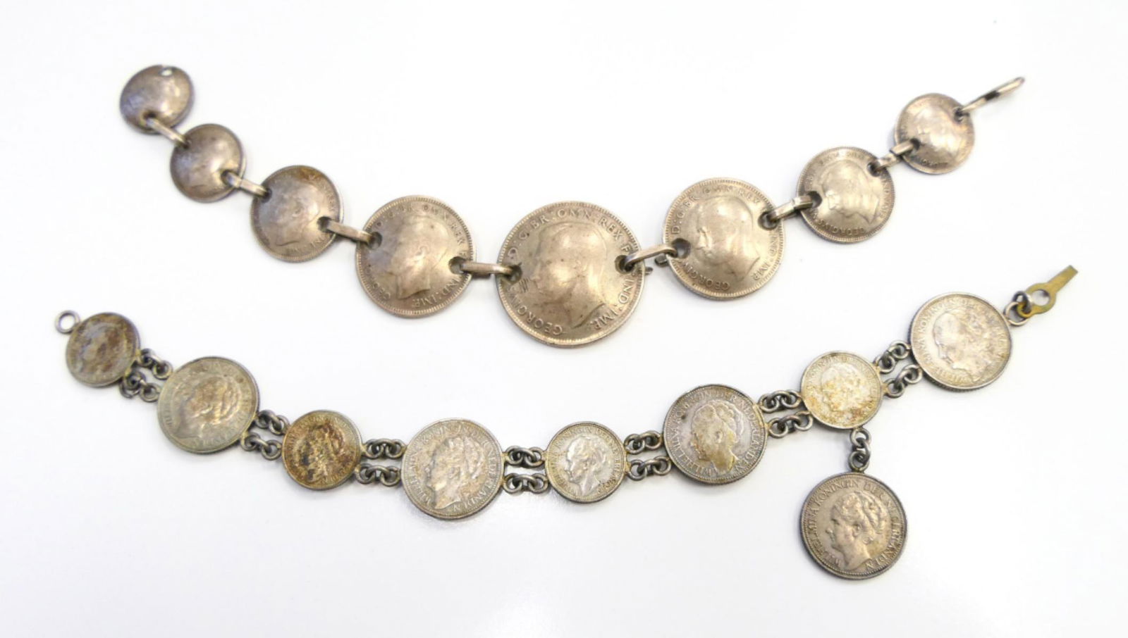 2 1940s SILVER NETHERLANDS AUSTRALIA COIN BRACELET (1 of 12)