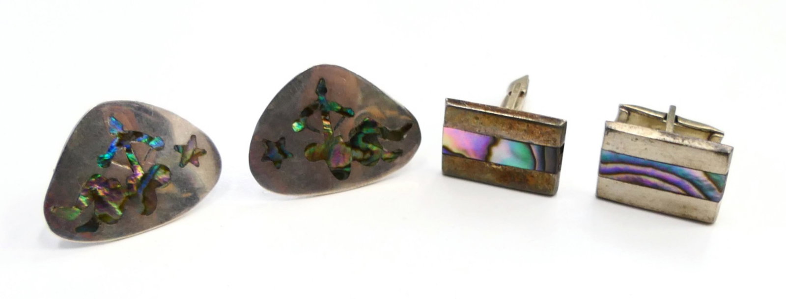 2prs VINTAGE TAXCO STERLING ABALONE INLAY JEWELRY (1 of 4)
