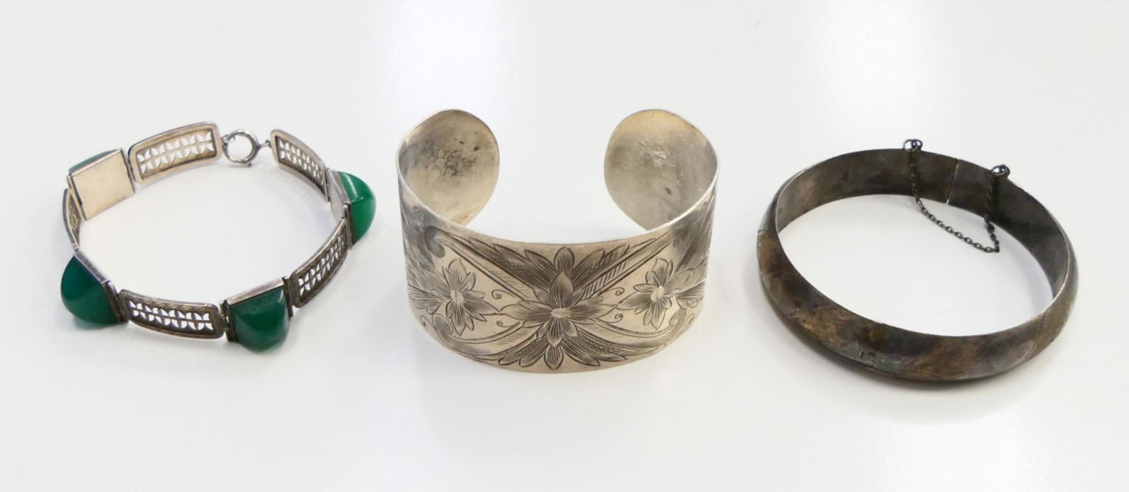 LOT OF 3 VINTAGE ANTIQUE STERLING SILVER BRACELETS (1 of 4)