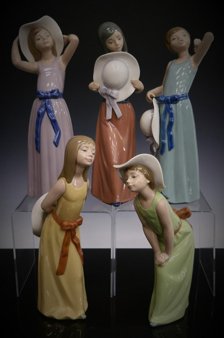 LOT OF (5) THE BRIDESMAIDS ALL NO BOX: 5006 Naughty, 5009 Curious, 5008 Dreamer, Coy #5011, and girl with blue dress and hat. None have box from a private collection Third party shipping required