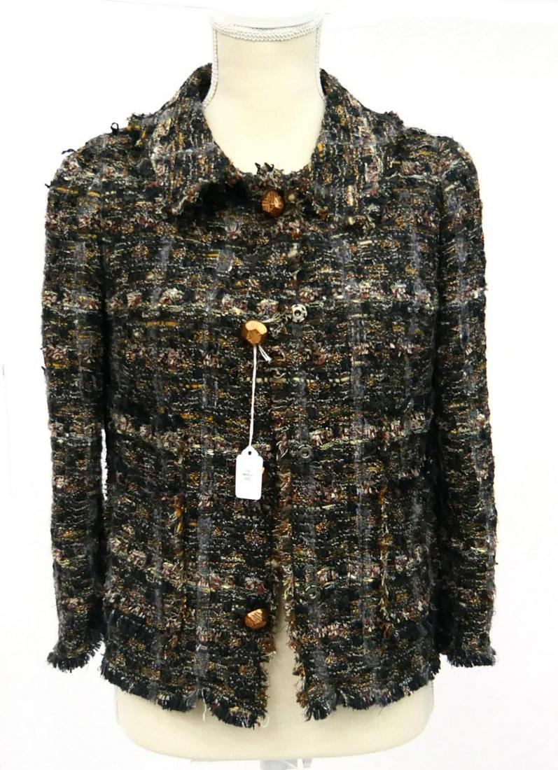 DOLCE & GABBANA HEAVY WOOLEN KNITTED JACKET: Made in Italy. Lined, with 4 fancy buttons. Size medium. Property of a Hollywood runway Model. Third party shipping required