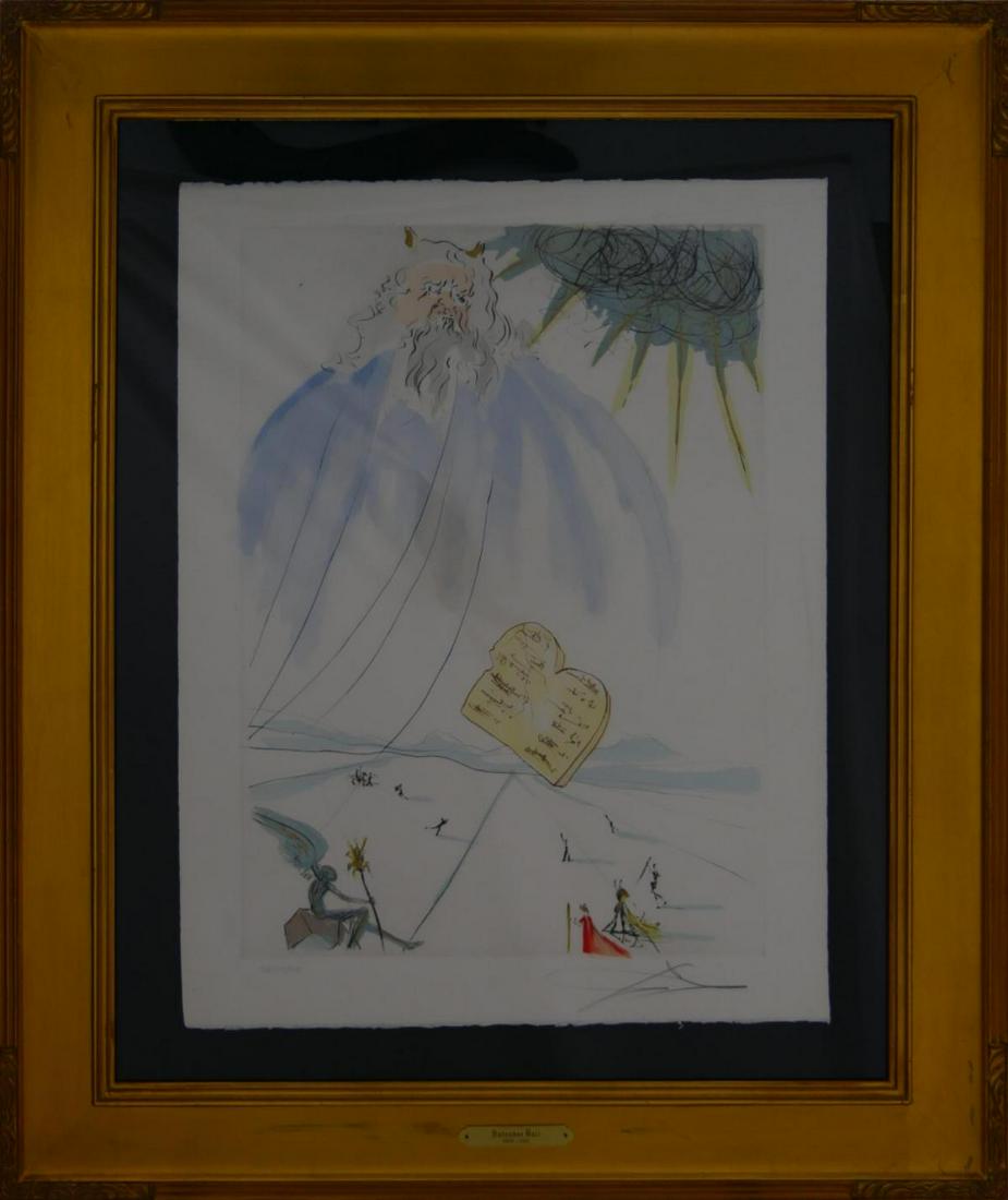SALVADOR DALI (SPAIN 1904-1989) "MOSES" ETCHING: Salvador Dali (SPANISH / FRANCE, 1904 - 1989) original limited edition etching titled "Moses" from the "Our Historical Heritage" series. Pencil signed to lower right and numbered "SA 117/300" to lower
