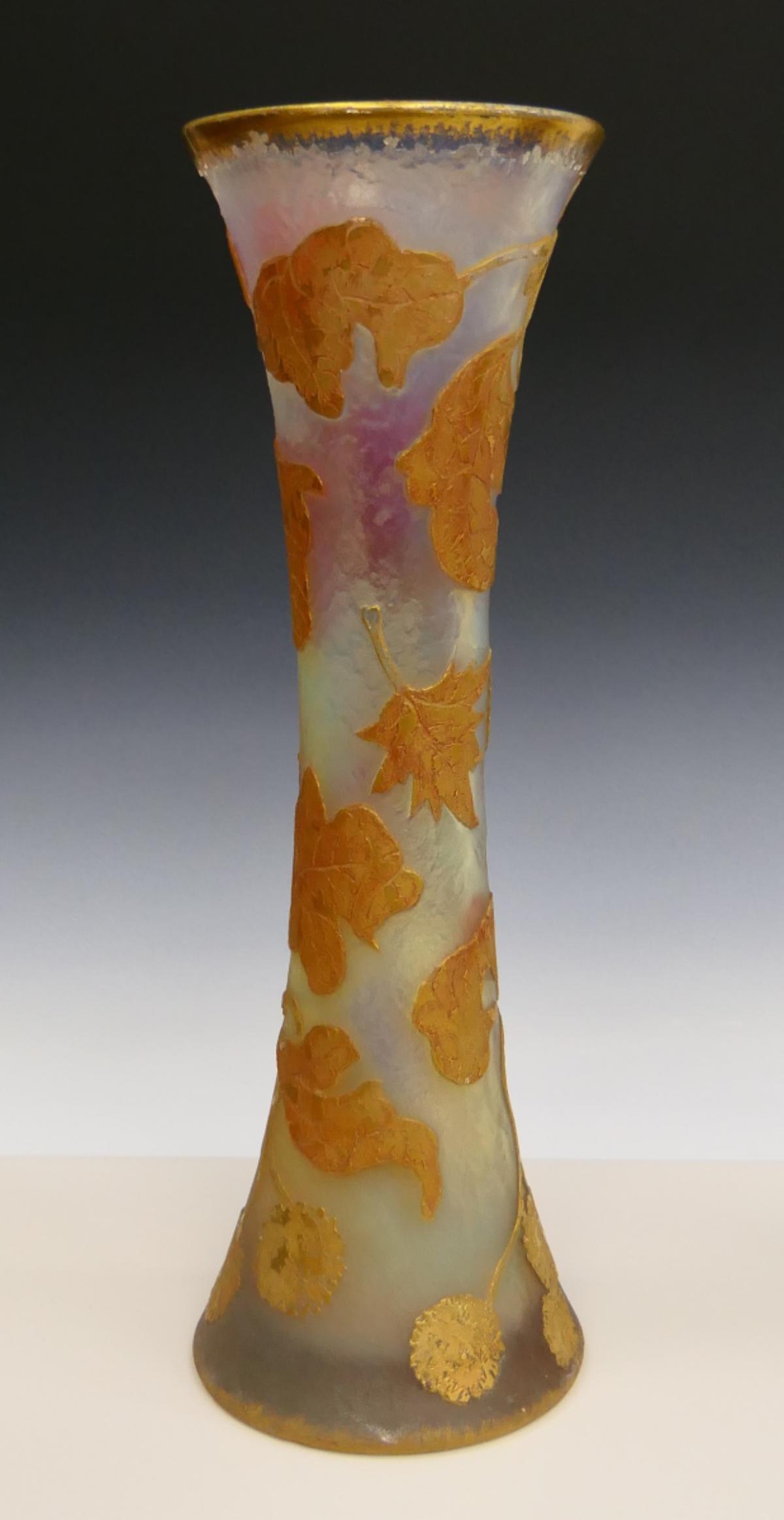 ART NOUVEAU DAUM NANCY VASE WITH GOLD LEAF DECOR (1 of 11)