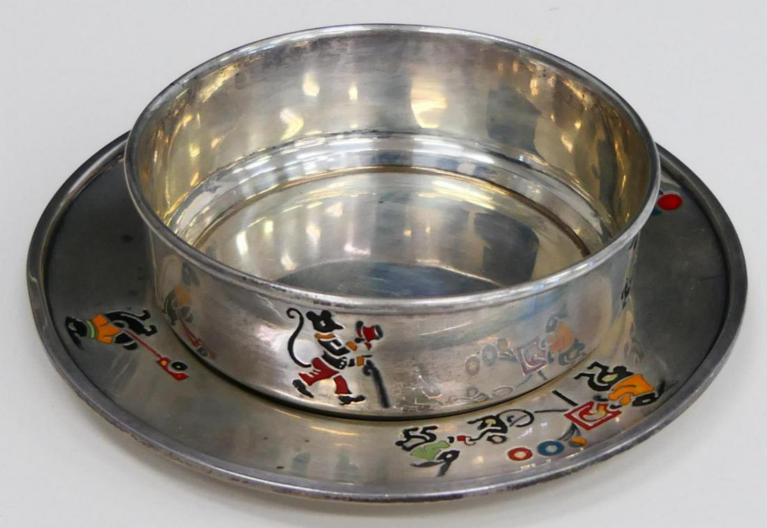 WEBSTER STERLING ANIMALS CHILDS BOWL w UNDERPLATE (1 of 5)