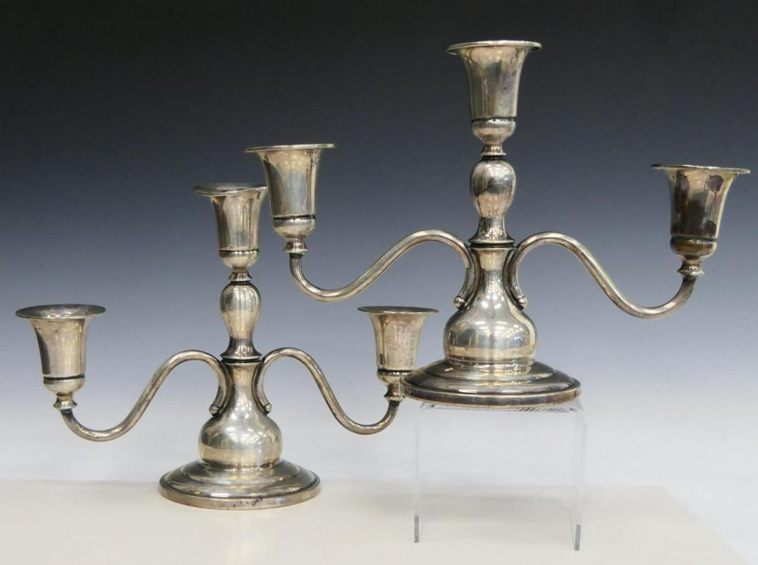 Pr WATSON STERLING SILVER 3 ARM CANDLE HOLDERS (1 of 6)