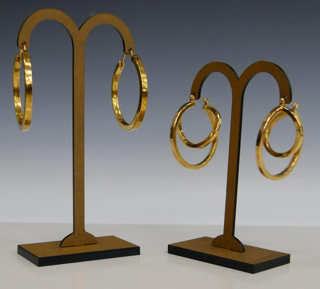 2 SETS OF 14KT Y GOLD HOOP EARRINGS ONE WITH TWIST (1 of 4)