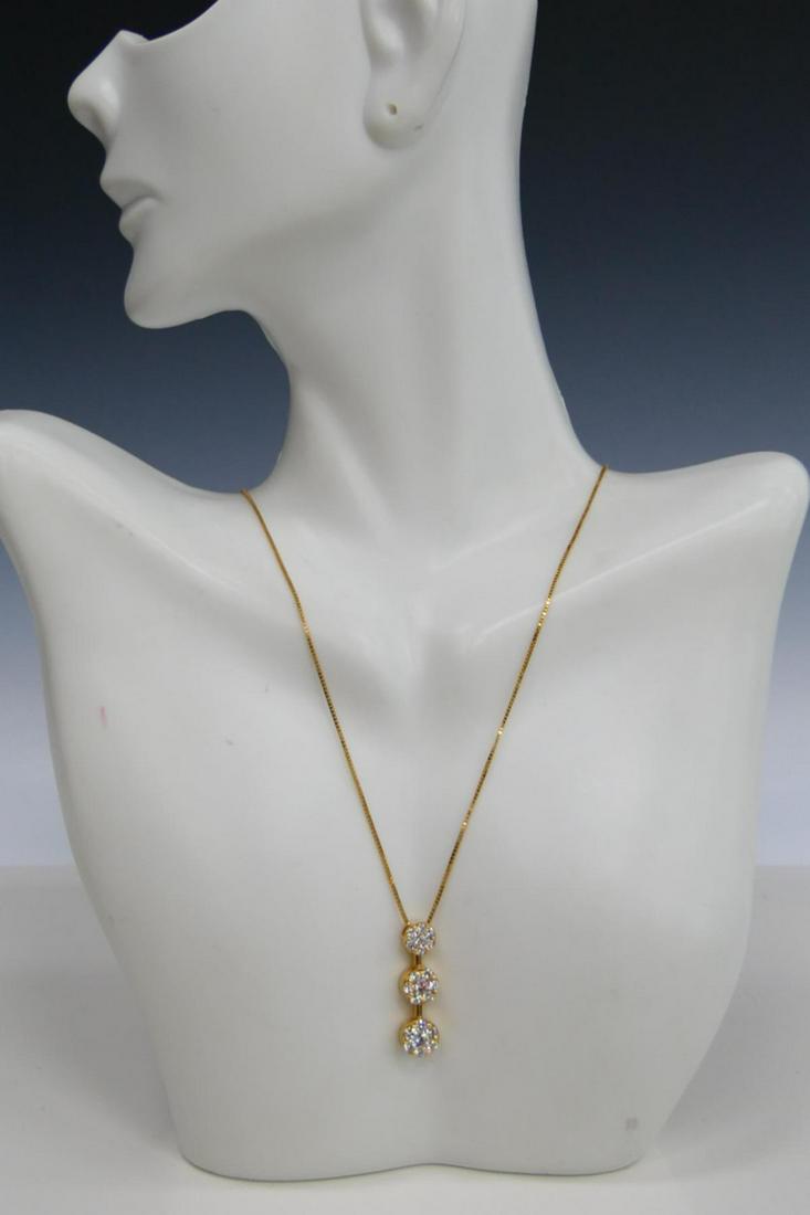 14KT Y GOLD AND TRIPLE DIAMOND NECKLACE (1 of 6)