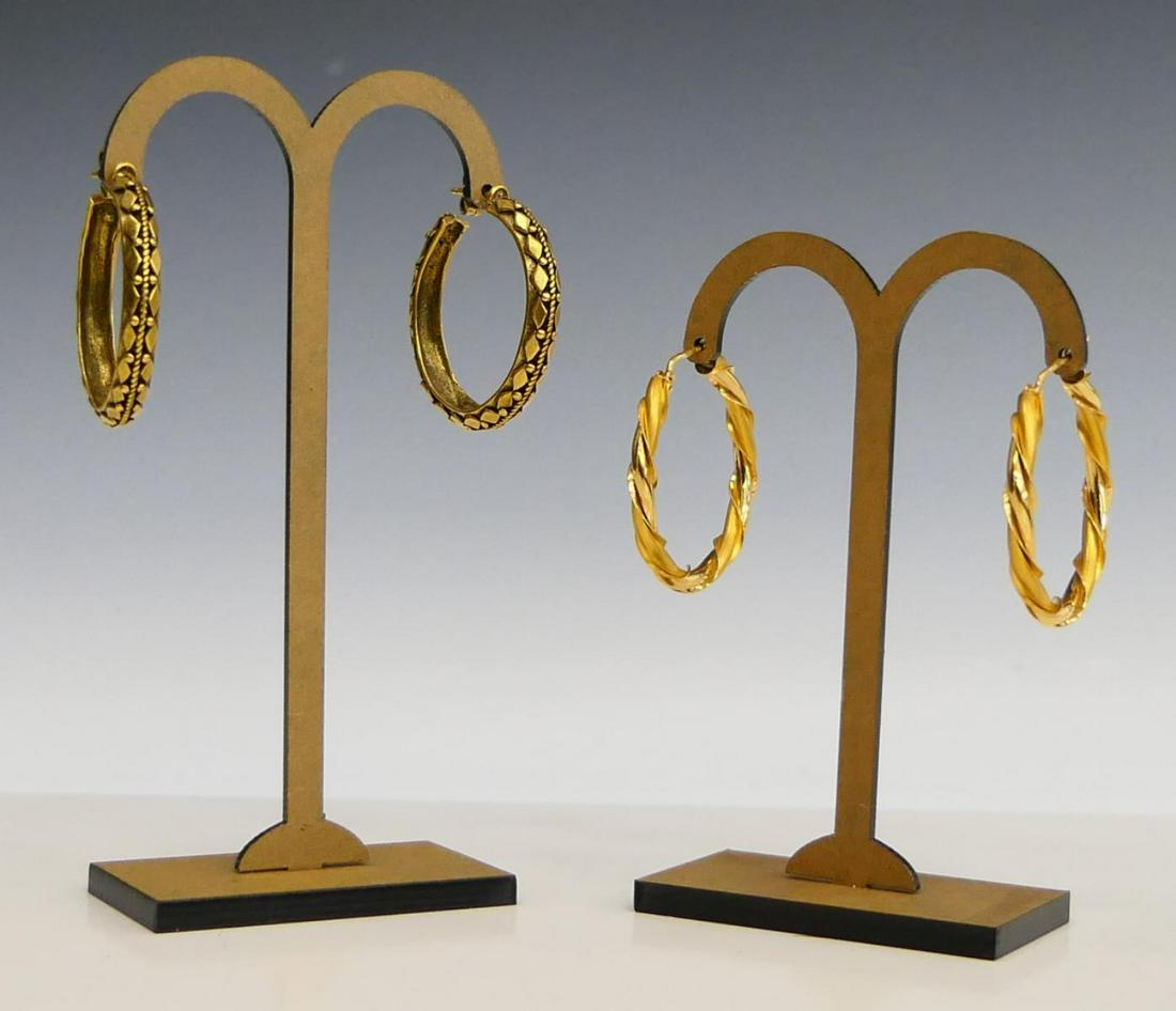 2 PAIRS OF 14KT YELLOW GOLD FANCY HOOP EARRINGS (1 of 5)