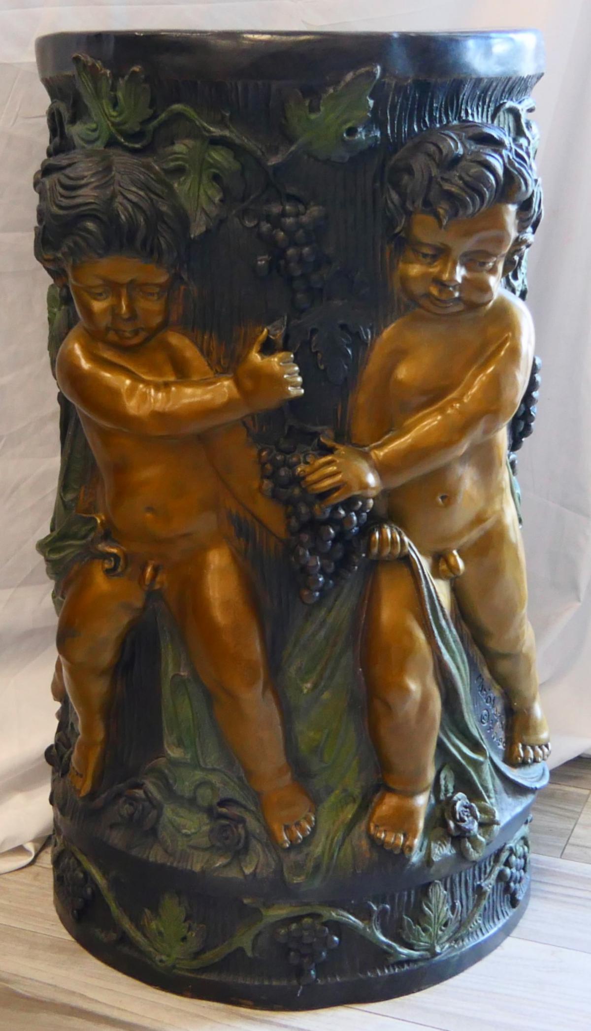 MARIO MAROINI LARGE BRONZE PEDESTAL WITH PUTTI (1 of 6)