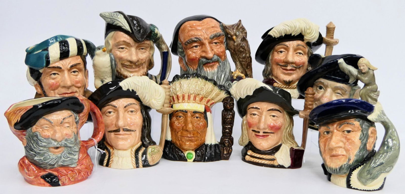 COLLECTION OF (10) LARGE ROYAL DOULTON TOBY MUGS (1 of 8)