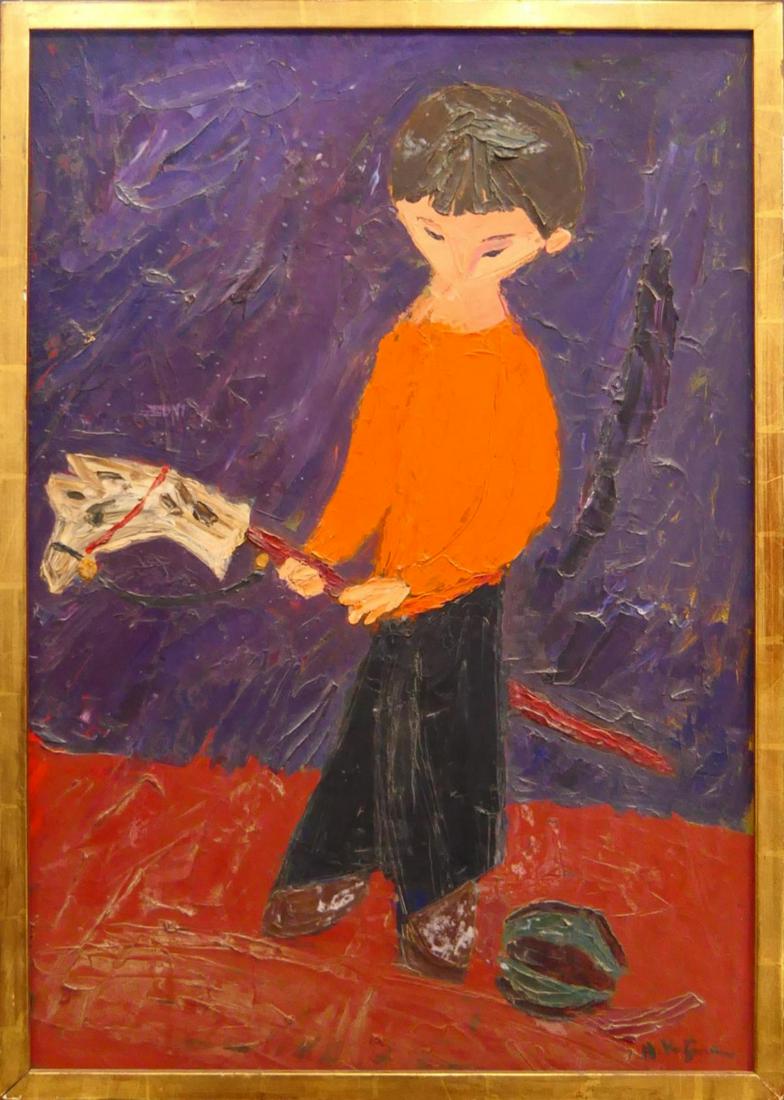 HERBERT KATZMAN (USA 1923-2004) OIL / BOARD OF BOY (1 of 7)