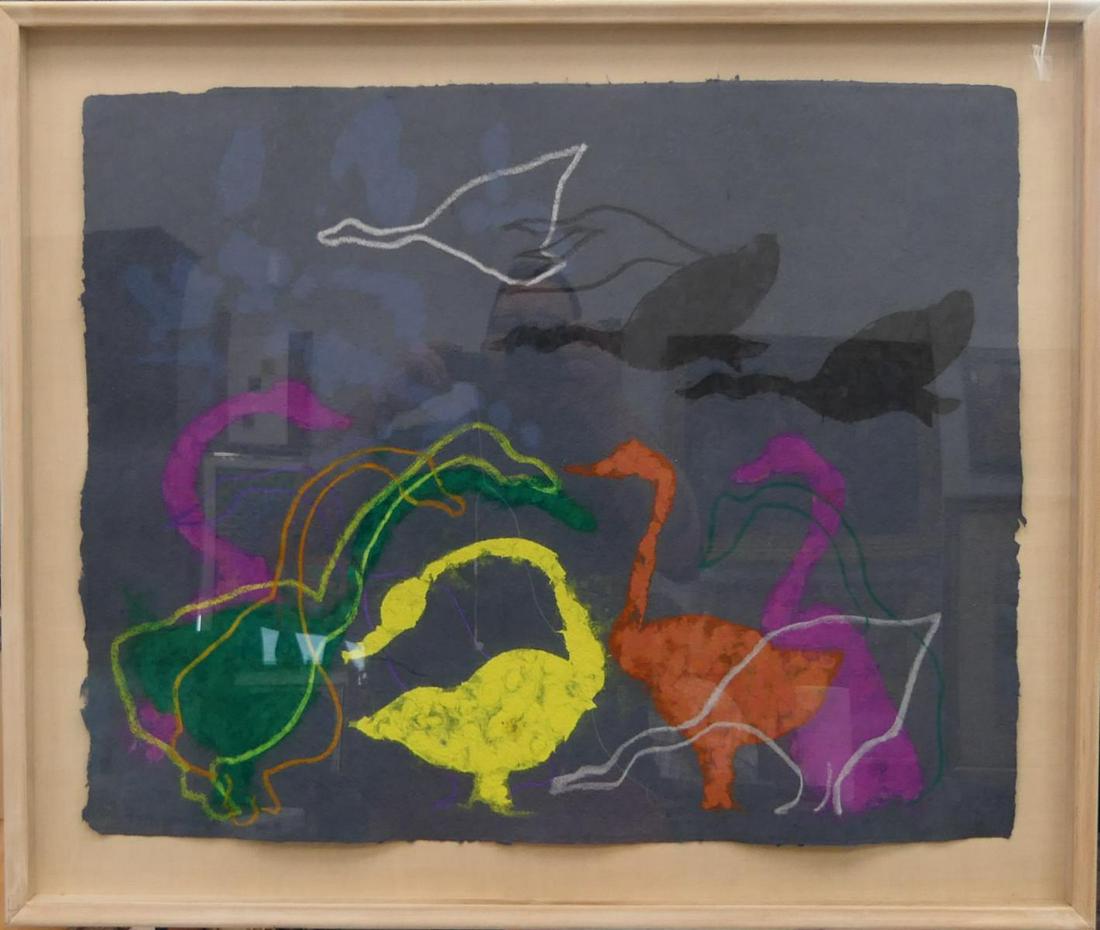 ARLENE SLAVIN (USA b1942) GEESE ACRYLIC ON PAPER (1 of 5)