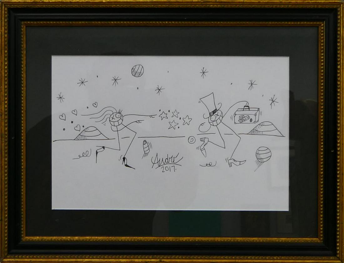 ANDRE SARAIVA (FRENCH B.1971) DRAWING ON PAPER (1 of 4)