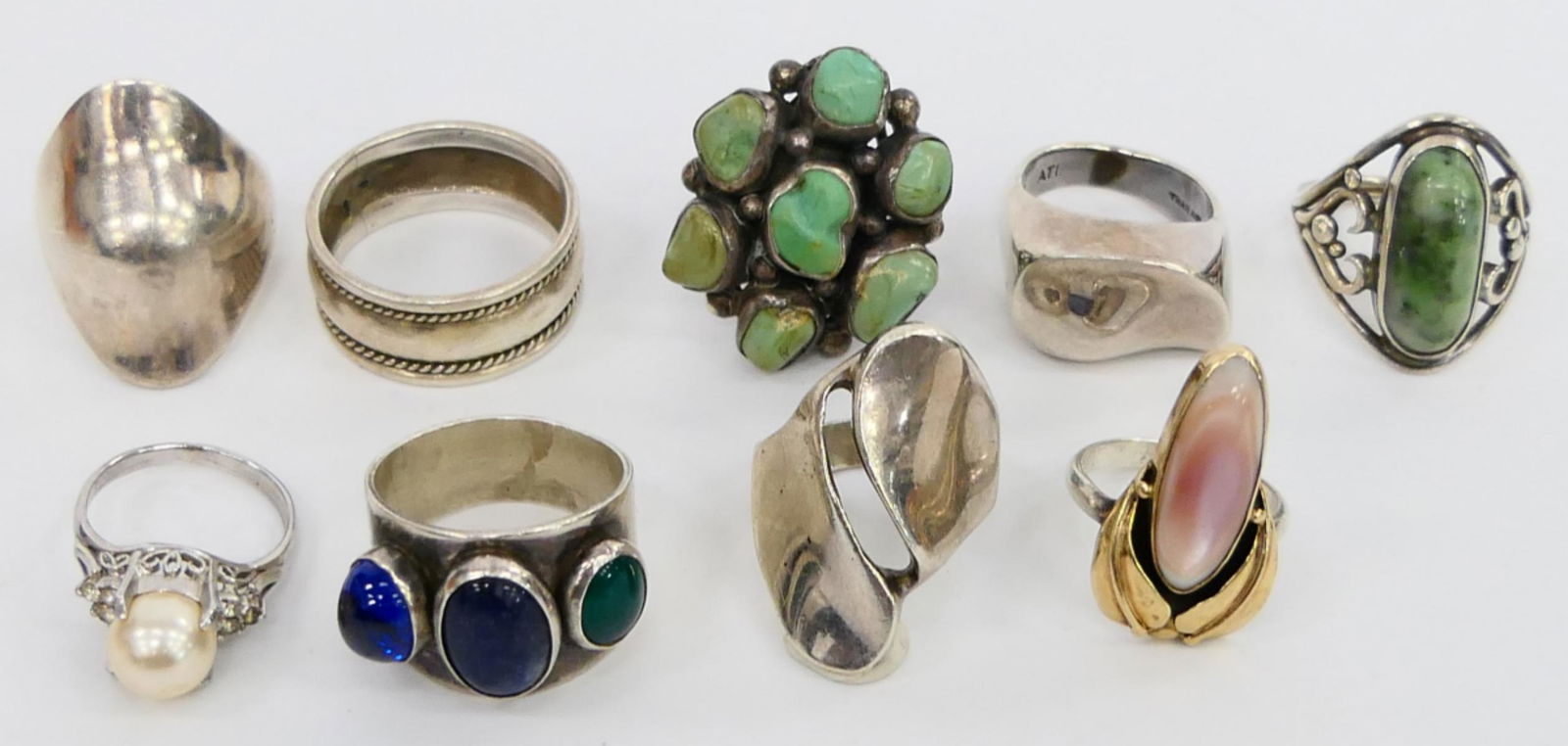 LOT OF 9 VARIOUS STERLING SILVER RINGS (1 of 6)