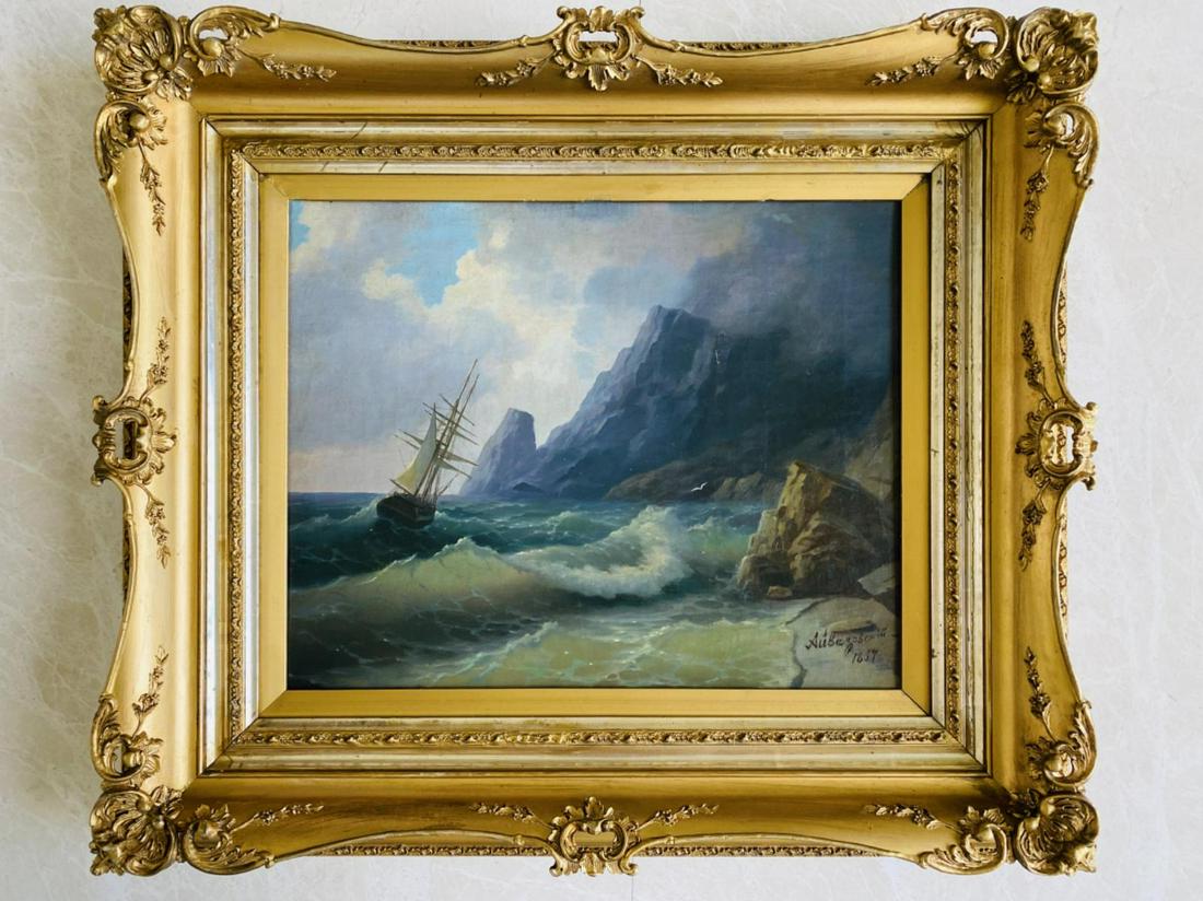 IVAN AIVAZOVSKY (RUSSIAN 1817-1900) SEASCAPE OIL (1 of 9)