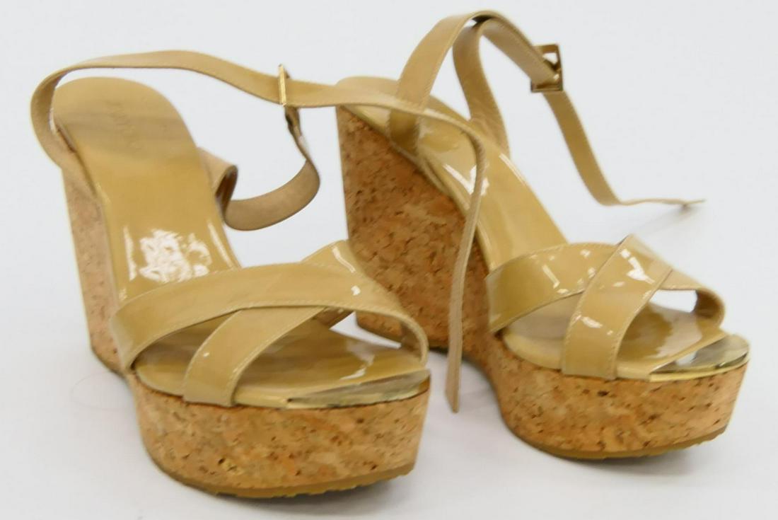 JIMMY CHOO CORK AND LEATHER HIGH HEEL SHOES (1 of 8)