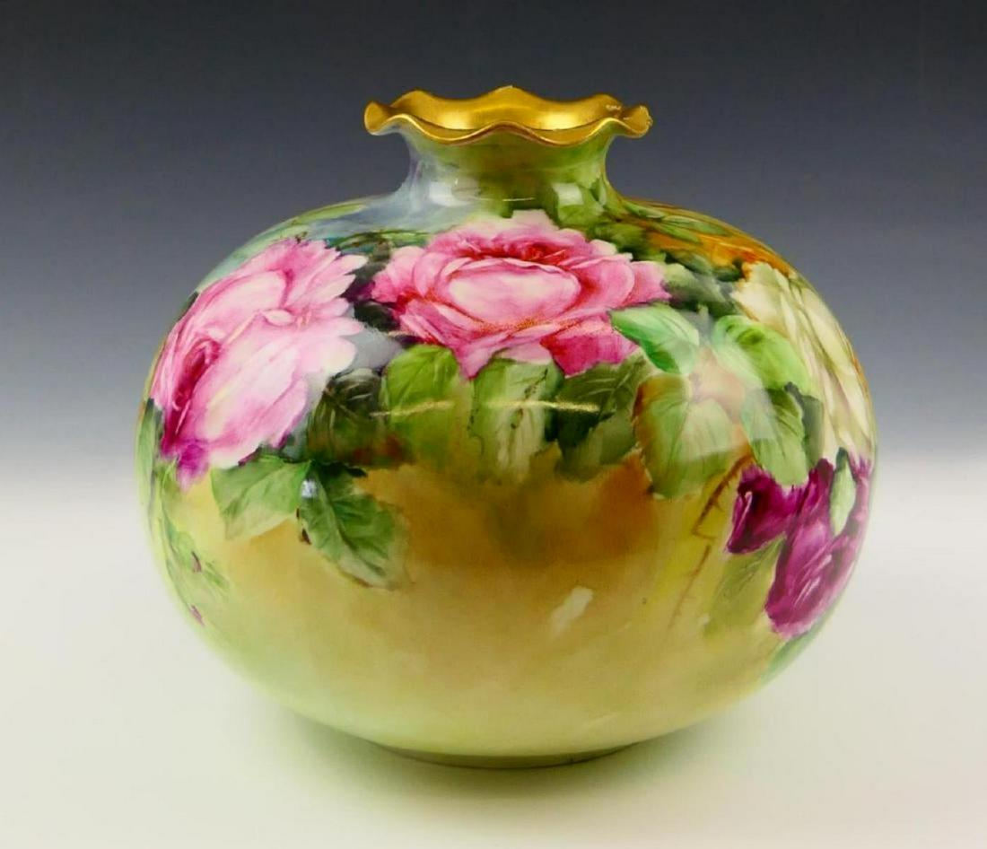 Willets Belleek Floral Vase Signed M Howard