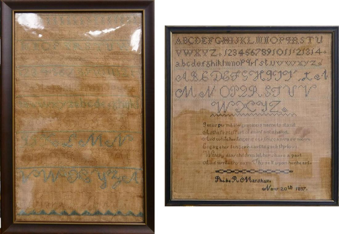 2 ANTIQUE CROSS STITCH SAMPLER 1st HALF 19th CENT (1 of 6)