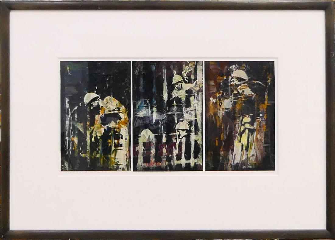 ROBERT MASON (UK b1946) MIXED MEDIA TRIPTYCH WORKS (1 of 8)