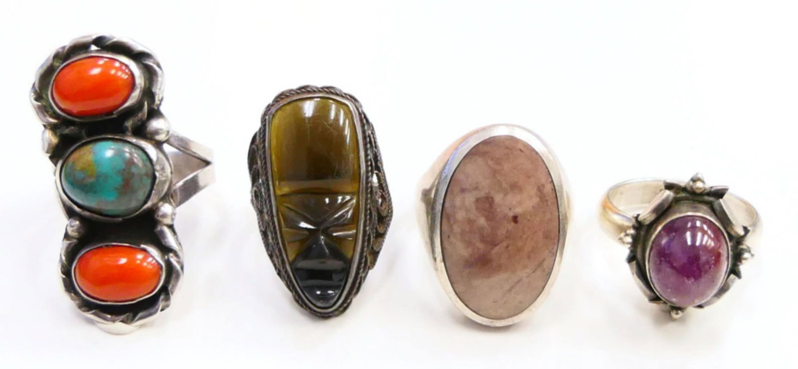 LOT OF VINTAGE STERLING AND GEMSTONE UNIQUE RINGS (1 of 1)