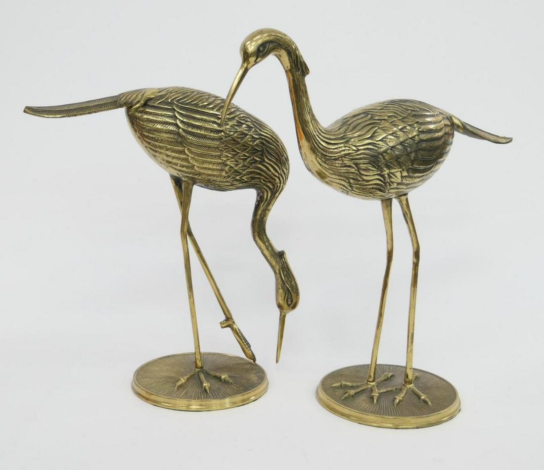 PAIR OF GILT BRASS CRANE BIRD SCULPTURES (1 of 4)