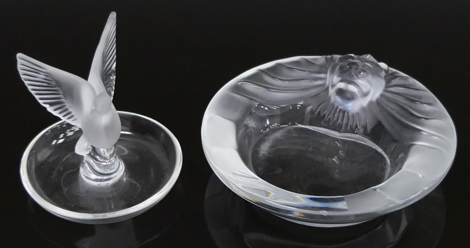 LALIQUE 2 TRAYS DOVE RING  & TETE DE LION ASHTRAY (1 of 6)