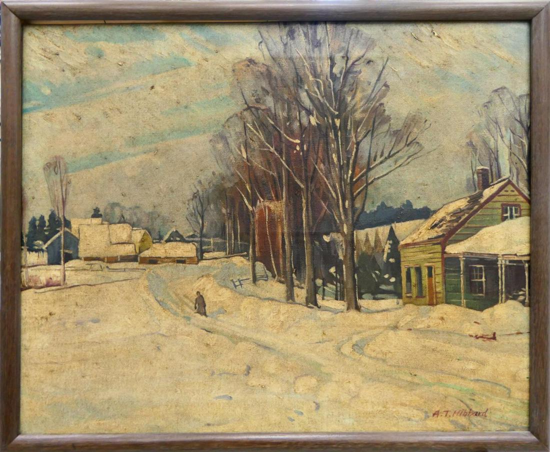 A. T. HIBBARD (USA 1886-1972) WINTER LANDSCAPE OIL (1 of 6)