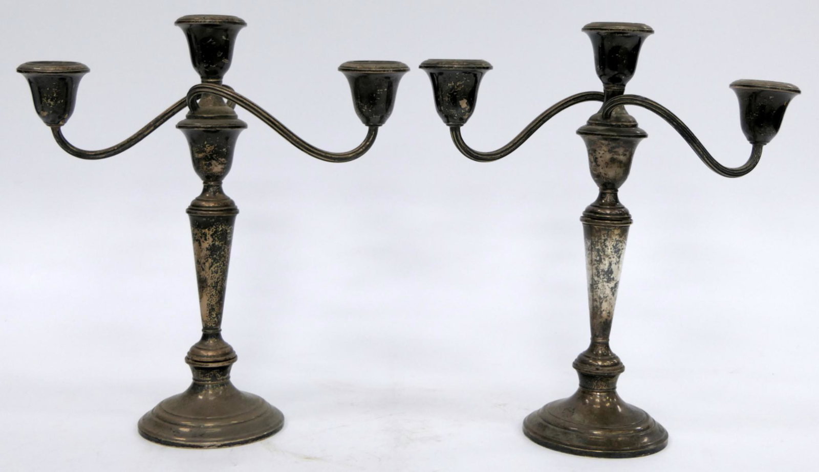 PAIR OF GORHAM DOUBLE ARM STERLING CANDELABRAS (1 of 4)