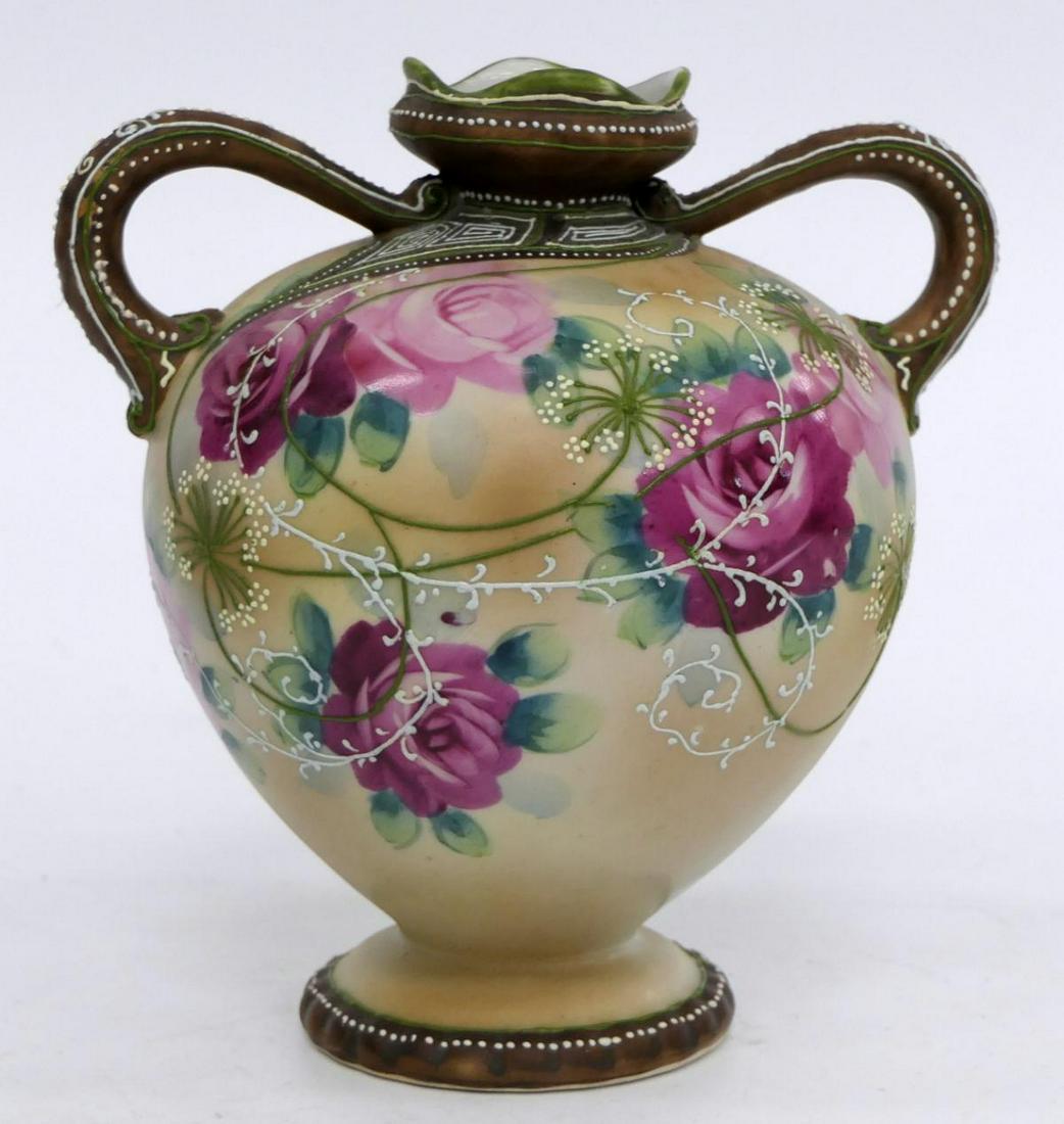 ANTIQUE NIPPON HAND PAINTED DOUBLE HANDLED VASE (1 of 4)