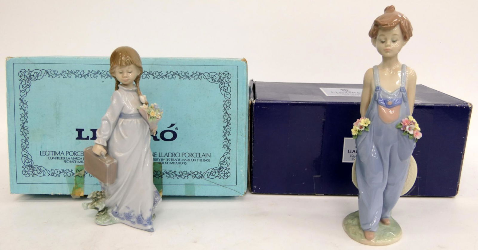 LOT OF 2 LLADRO SPANISH PORCELAIN BOY & GIRL FIG'S (1 of 4)