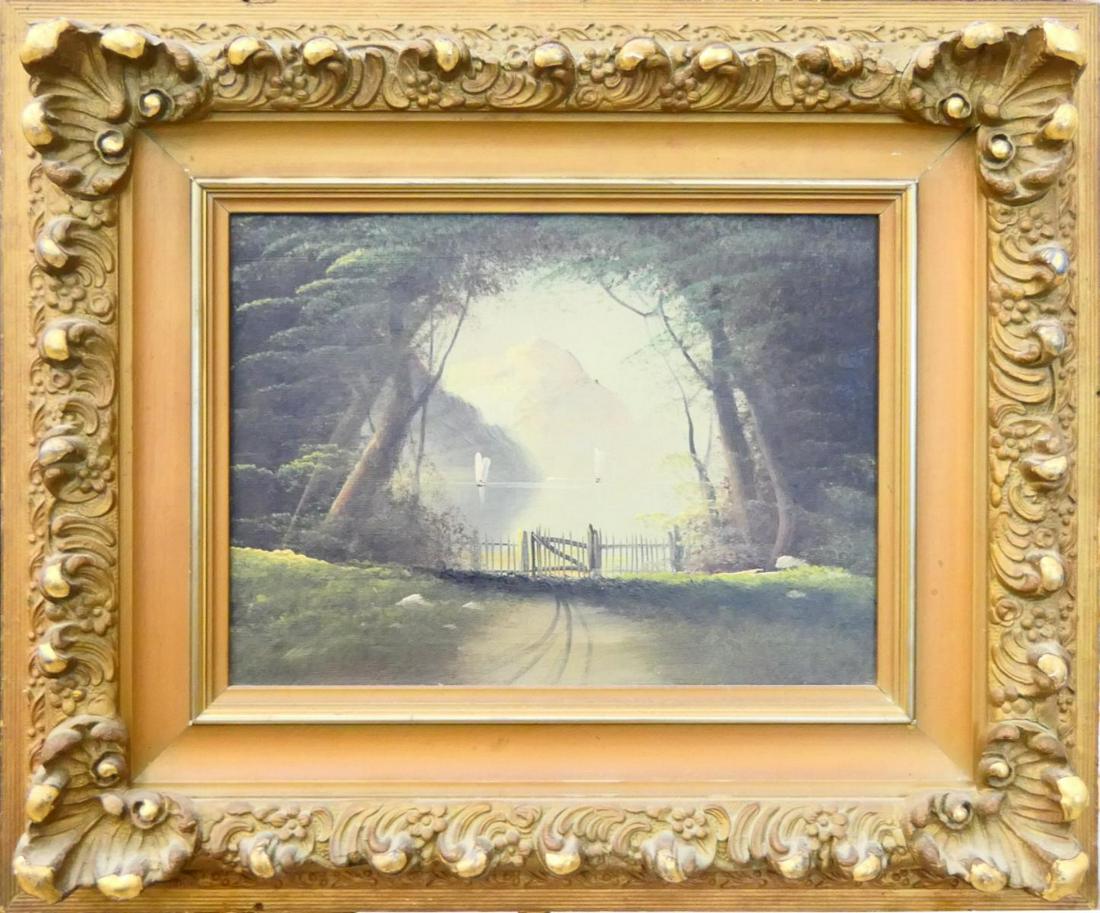 EARLY 20th C LANDSCAPE OIL PAINTING ON CANVAS (1 of 3)