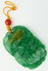 ANTIQUE CHINESE GREEN JADEITE BIRD & LOTUS PENDANT