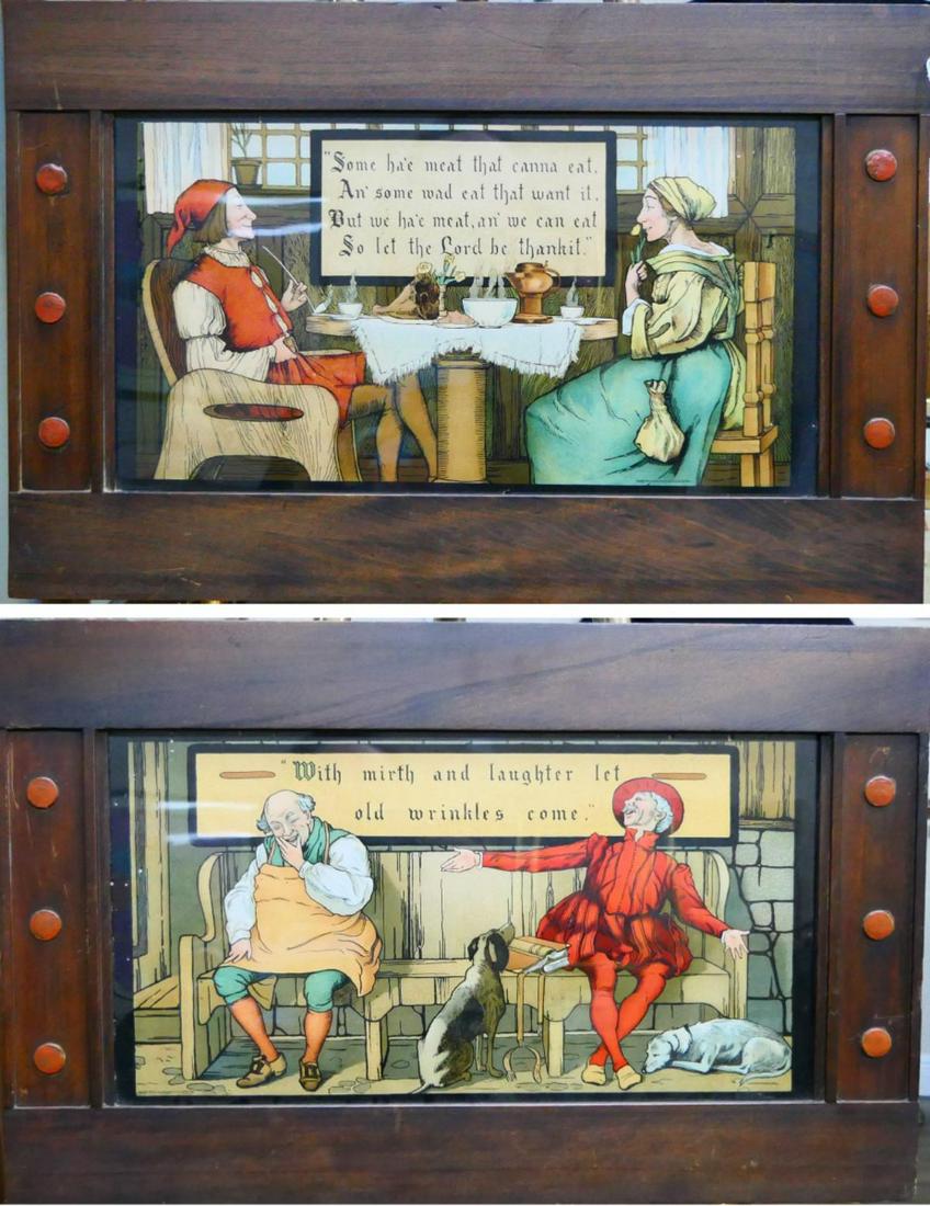 TWO TURN OF THE CENTURY WHIMSICAL PRINTS FOLKART (1 of 3)