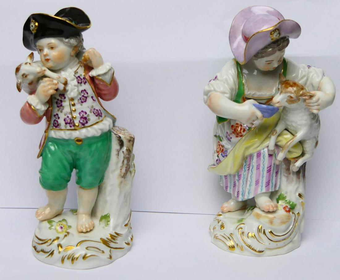 MEISSEN 2 VINTAGE PORCELAIN HAND PAINTED FIGURINES (1 of 6)