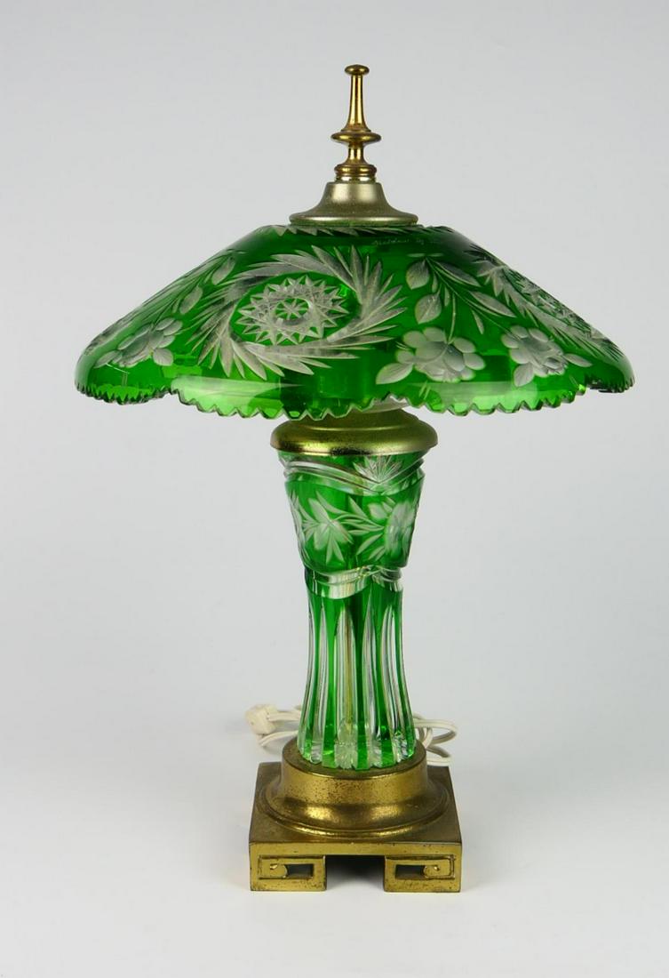 DRESDEN BY PECK EMERALD CUT CRYSTAL TABLE LAMP (1 of 6)