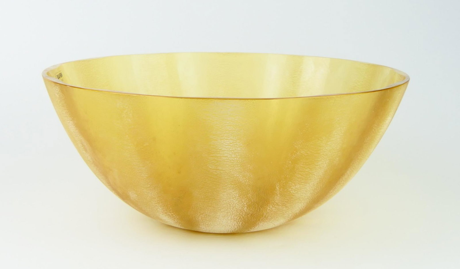 LARGE BARBINI AMBER SECTIONAL BOWL FOR OGETTI: Large bowl, maintains original Barbini sticker. Measures 12" in diameter, and 5 1/2" tall. Miami estate