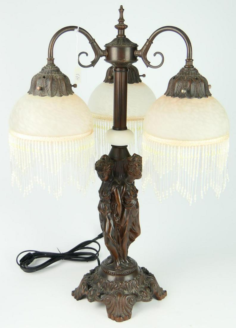 DECO STYLE LAMP WITH 3 SATIN SHADES. (1 of 2)