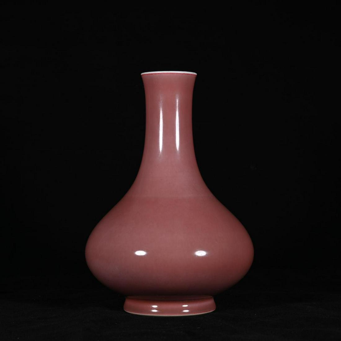 CHINESE RED GLAZED PORCELAIN BOTTLE VASE (1 of 6)