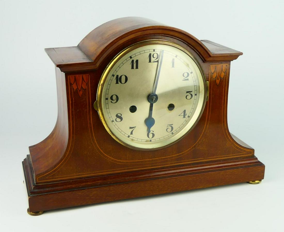 ANTIQUE GL WOOODEN INLAID MANTEL CLOCK (1 of 4)