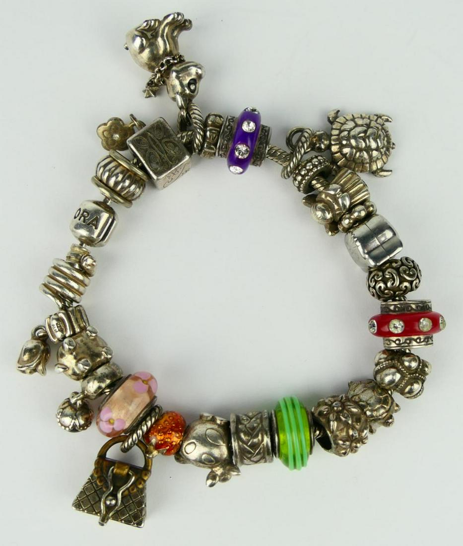 PANDORA LADIES BRACELET ABOUT 30 STERLING CHARMS (1 of 8)