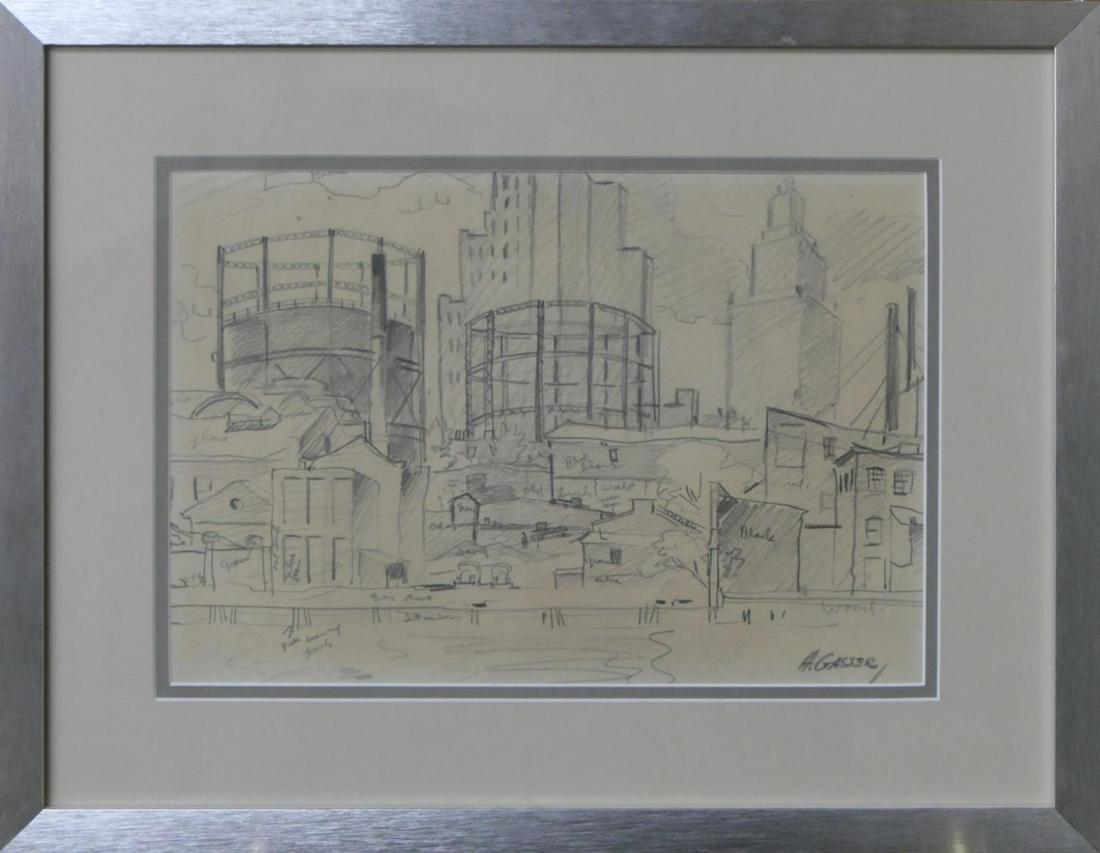HENREY GASSER N.J 1909-1981 PENCIL SKETCH SIGNED: Painter, lecturer, teacher, illustrator and author, Henry Gasser was born in Newark, New Jersey on Oct. 31,1909. He lived, studied and worked in New Jersey for his entire life. A Master at watercolor 