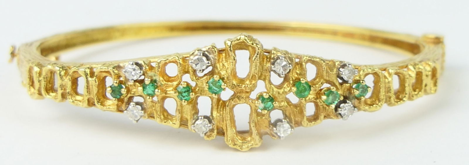 18KT YELLOW GOLD EMERALD & DIAMOND LADIES BRACELET (1 of 5)