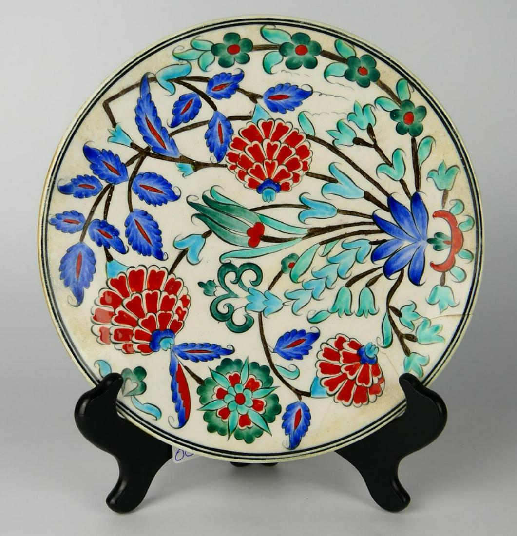 ANTIQUE KUTAHYA TURKISH PORCELAIN FLORAL PLATE (1 of 6)