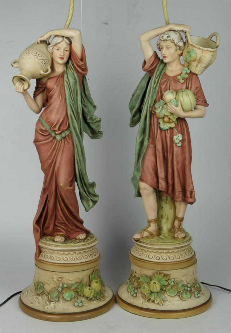 PR MID CENTURY PORCELAIN CONTINENTAL FIGURAL LAMPS (1 of 9)