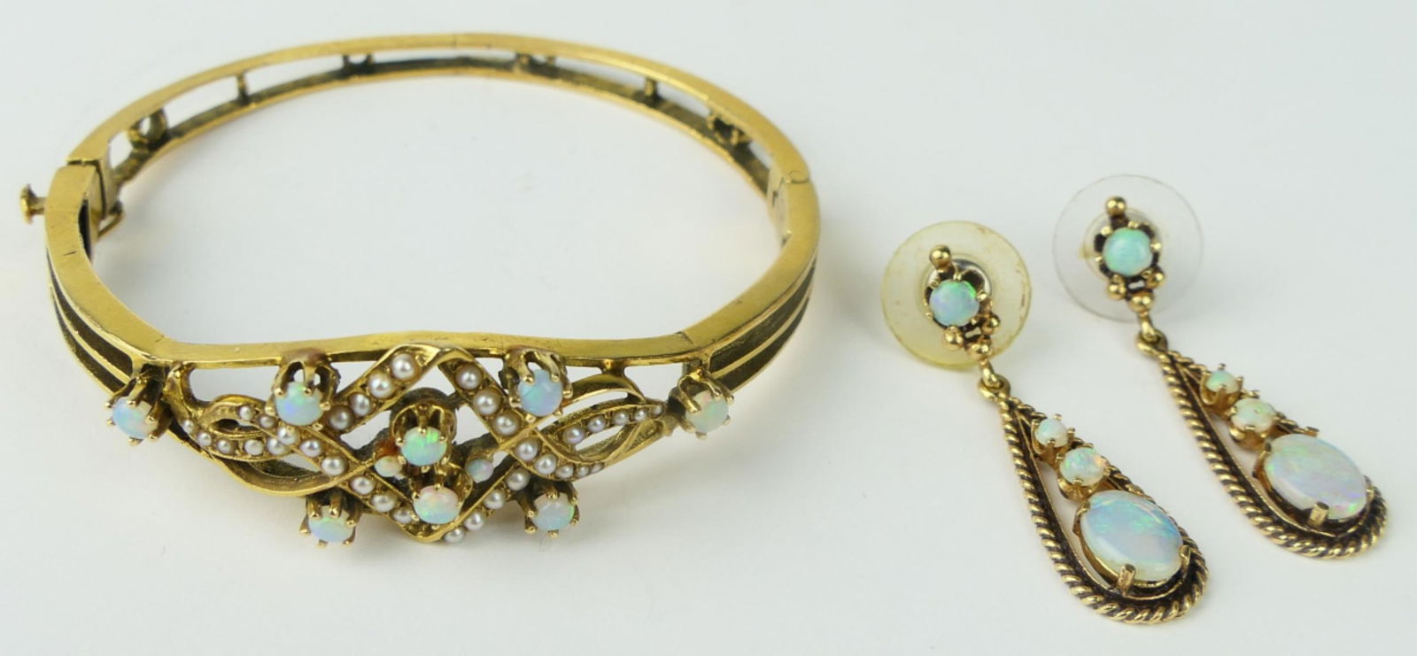 VICTORIAN 14KT Y.G. OPAL SOUTH SEA PEARL BRACELET (1 of 5)
