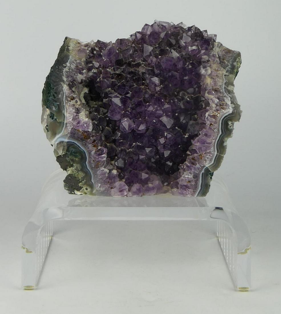 AMETHYST QUARTZ GEODE PORTION ON ACRYLIC BASE (1 of 5)