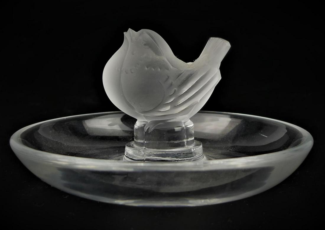 LALIQUE FRANCE CRYSTAL BIRD RING DISH TRAY (1 of 2)