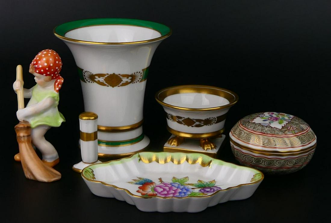 HEREND (6) PIECES OF PORCELAIN TABLE ITEMS (1 of 5)