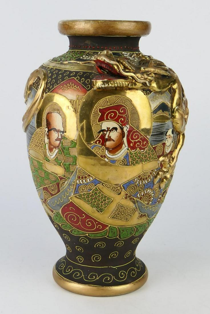 VINTAGE JAPANESE SATSUMA DRAGONWARE MORIAGE VASE (1 of 6)