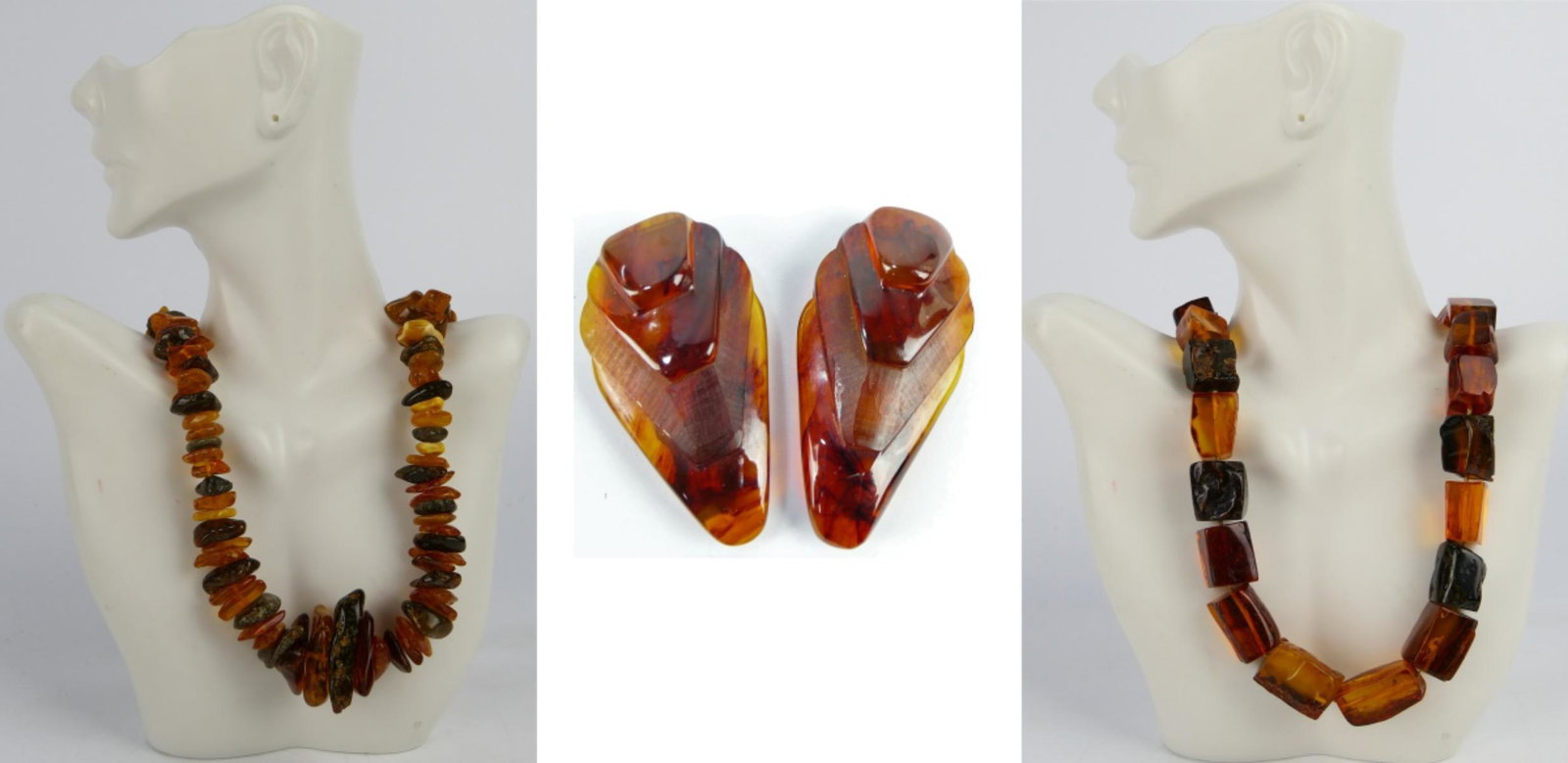 LOT OF 3 VINTAGE GENUINE AMBER JEWELRY ITEMS (1 of 11)